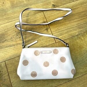 Women's Light Pink Crossbody Bag with Glitter Polka Dots